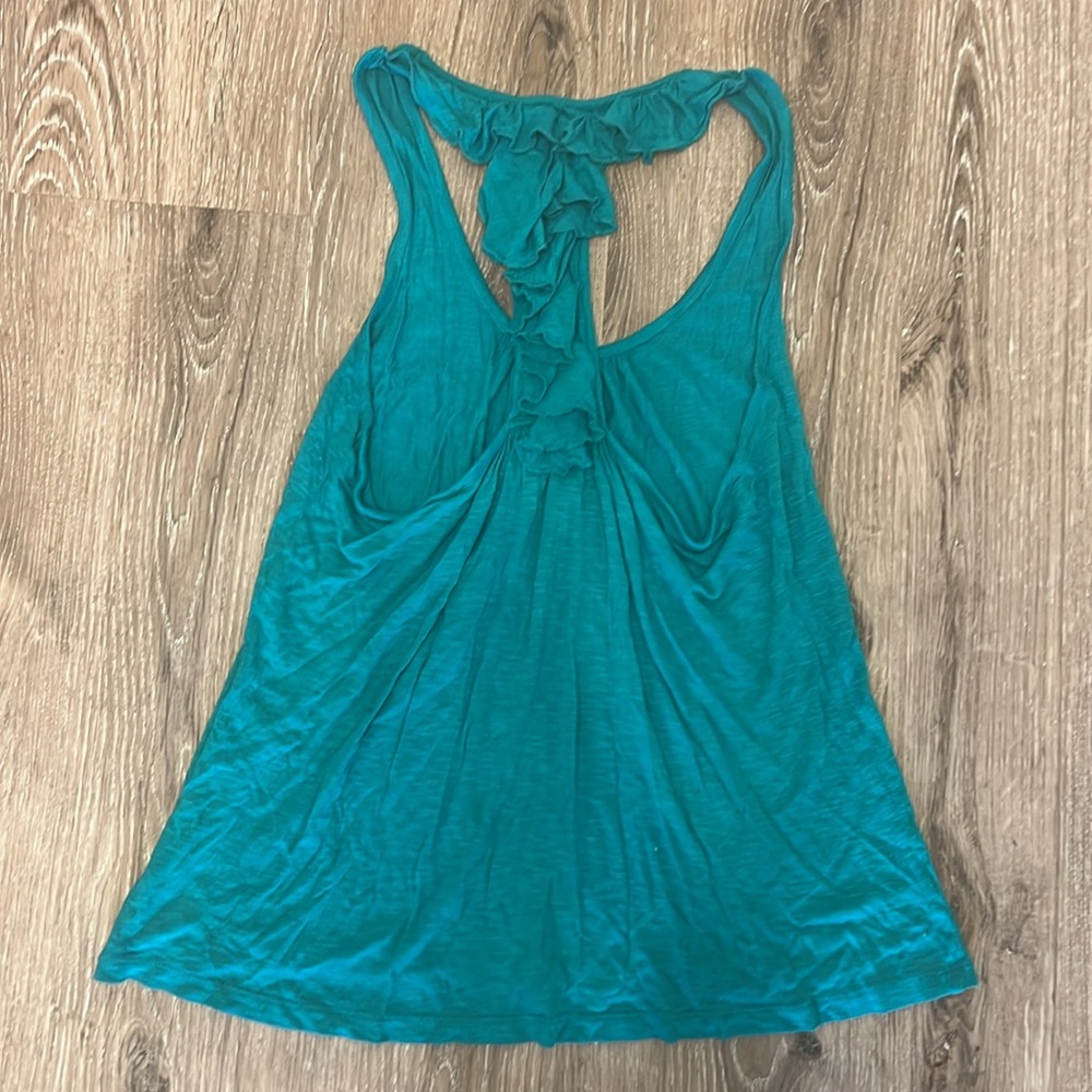 Teal Razor Back Tank with Ruffle Back - Picture 5 of 6